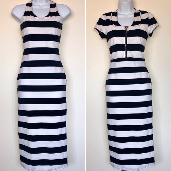 NWT GIORGIA White/Blue Striped Dress - Picture 1 of 8